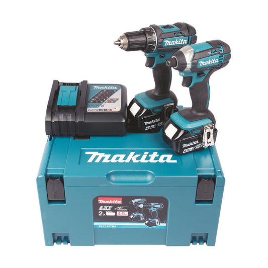 Paket med 2 verktyg: borrmaskin DDF482 + skruvdragare DTD152 18 V Li-Ion MAKITA DLX2127MJ med 2 batterier 4,0 Ah och Makpac-fodral